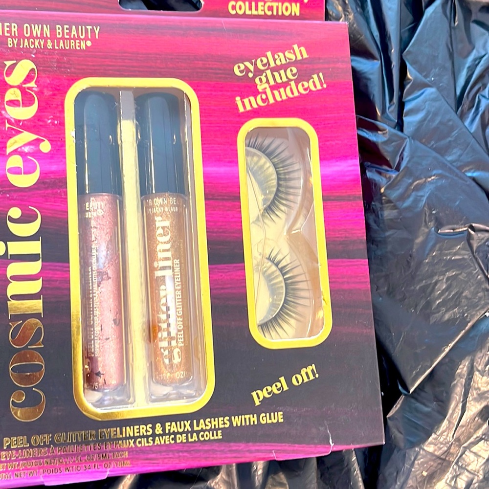 Cosmic Eyes ,eye lashes&glue ,2 peel off Glitter Eyeliners,faux lashes